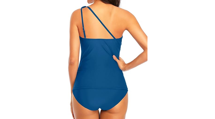 Tempt Me 2 Piece Swimsuits for Women Tummy Control Bathing Suit One Shoulder, L