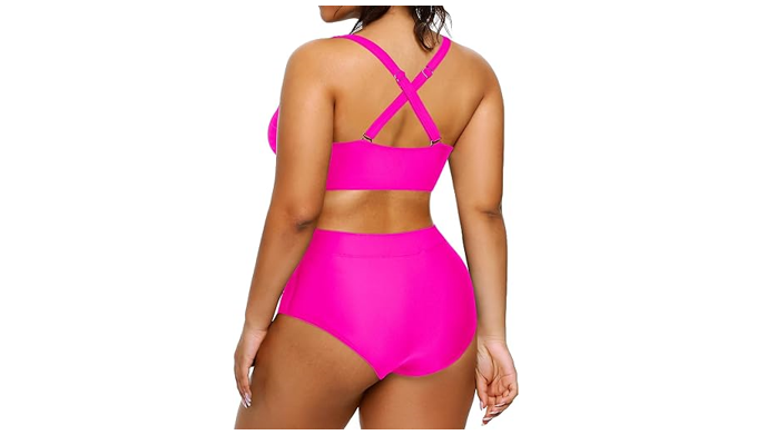 Daci Women 2 Piece Swimsuit High Waisted Bikini Bottom Tummy Control, Plus, 20W