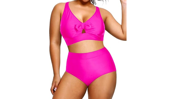 Daci Women 2 Piece Swimsuit High Waisted Bikini Bottom Tummy Control, Plus, 20W