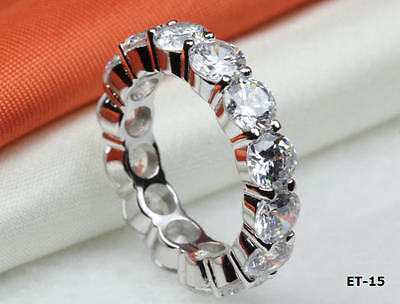6.4 CTW CZ ROUND CUT ETERNITY ENGAGEMENT RING WEDDING RING~14 STNS~ET15-SZ 7