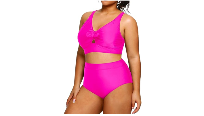 Daci Women 2 Piece Swimsuit High Waisted Bikini Bottom Tummy Control, Plus, 20W