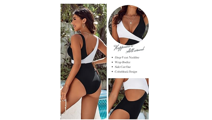 Blooming Jelly Womens One Piece Cutout Swimsuits Sexy High Cut Bathing Suits, S