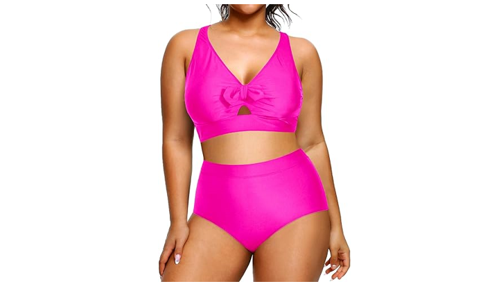 Daci Women 2 Piece Swimsuit High Waisted Bikini Bottom Tummy Control, Plus, 20W