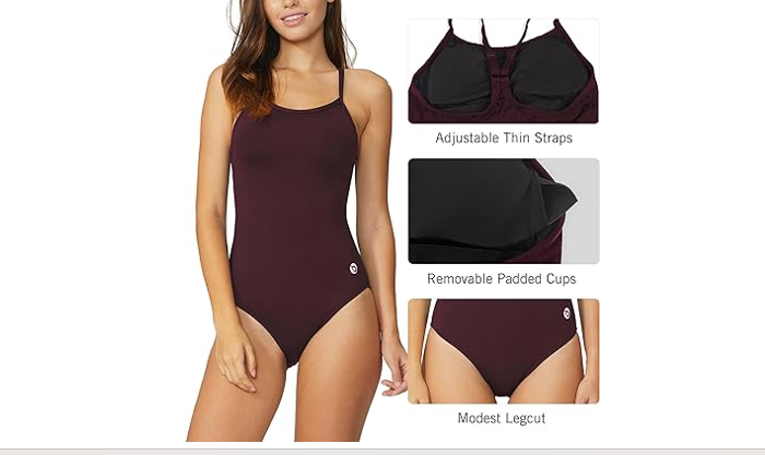BALEAF Women's Athletic Training Adjustable Strap One Piece Swimsuit Swimwear,36