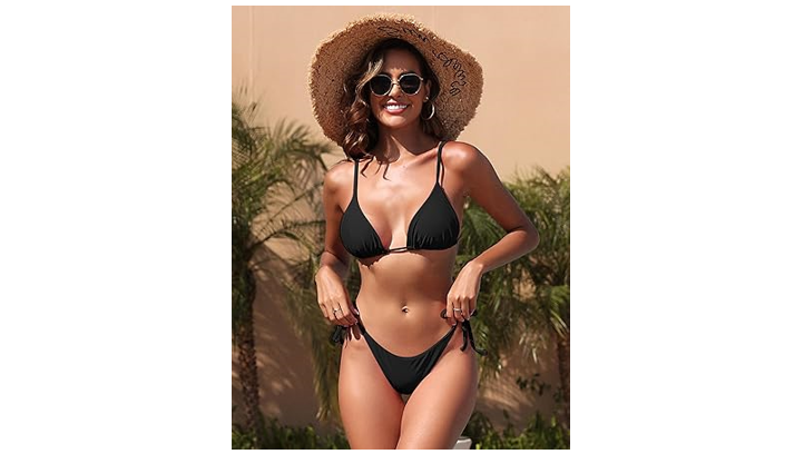 ZAFUL Women' Triangle Bikini String Bikini Set 2 Piece Swimsuit Bathing Suit, S