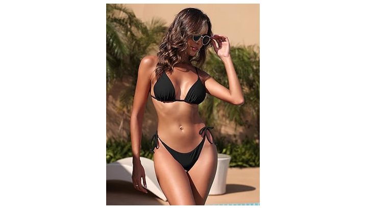 ZAFUL Women' Triangle Bikini String Bikini Set 2 Piece Swimsuit Bathing Suit, S