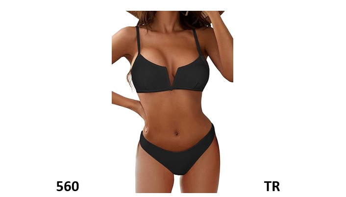 ZAFUL Women's High Cut Bikini Sets Ribbed V-Wire Cami Bikini 2 Piece Swimsuit, M