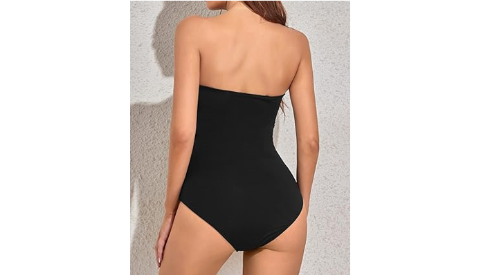 Yonique Women' Strapless 1 Piece Swimsuit Tummy Control Bandeau Bathing Suit, XL