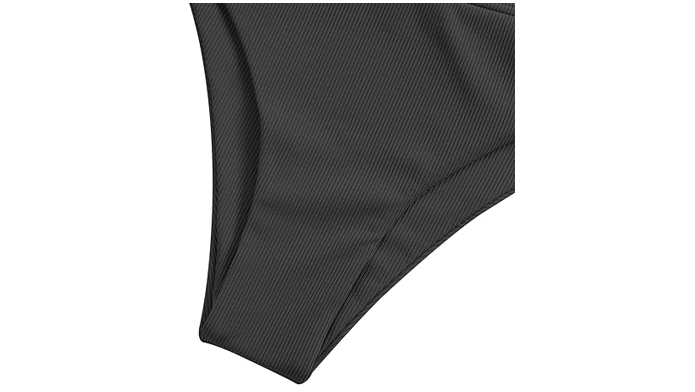 ZAFUL Women's High Cut Bikini Sets Ribbed V-Wire Cami Bikini 2 Piece Swimsuit, M