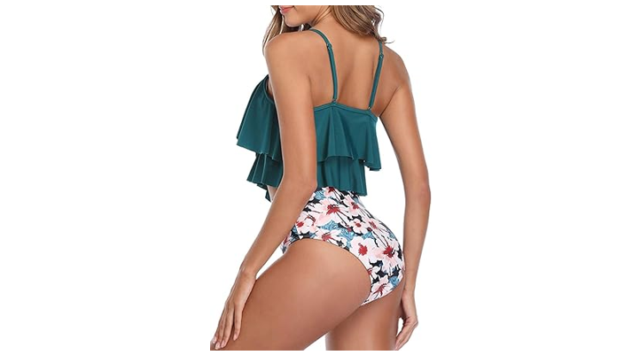 Adisputent Women's High Waisted Bathing Suits Flounce Halter Bikini Bottoms, XL