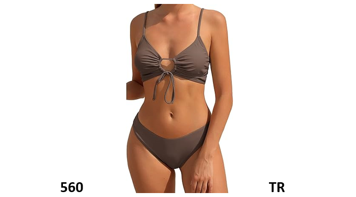 ZAFUL Women's Bikini Set Two Piece Swimsuits High Waisted Cut Out Tie Front, M