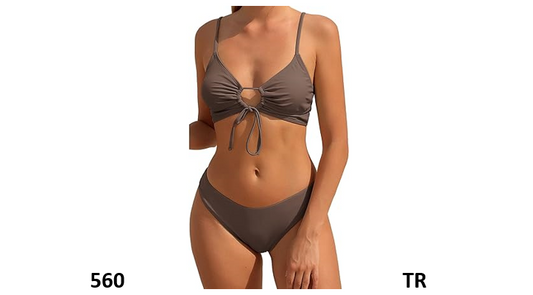 ZAFUL Women's Bikini Set Two Piece Swimsuits High Waisted Cut Out Tie Front, M