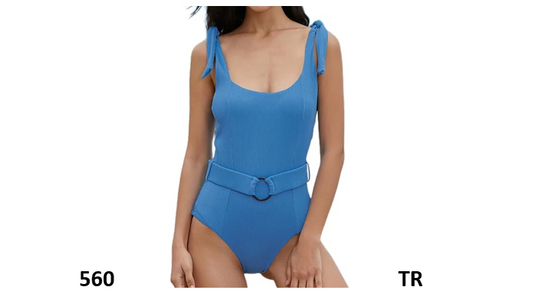 TSMEZA Women Belt 1 Piece Swimsuits Tie Shoulder Bathing Suits Tummy Control, 10