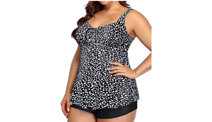 Yonique Plus Size Tankini Swimsuits for Women, Shorts Flyaway Bathing Suits, 18W