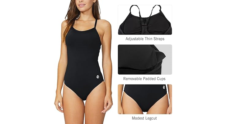 BALEAF Women's Athletic Training Adjustable Strap One Piece Swimsuit Swimwear 38