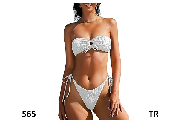 ZAFUL Women O Ring Bandeau Bikini Set, Strapless Swimsuit Tie Bikini High Cut, S