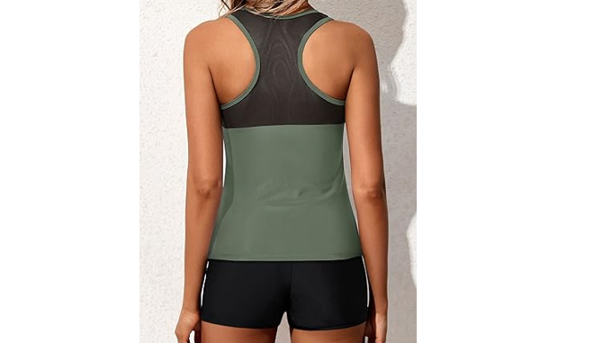 Yonique Tankini Women Swimsuits with Shorts Athletic Two Piece Bathing Suits, XL