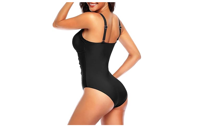 Tempt Me Women's Black Ruched Slimming One Piece Swimsuits Tummy Control, XXL