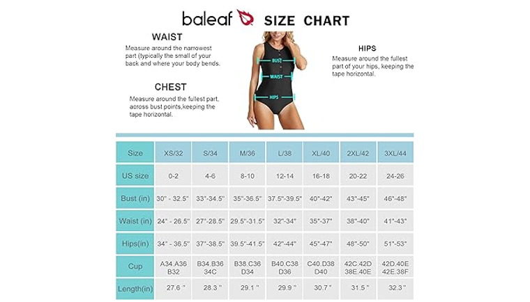 Baleaf Flyleaf Plunge One-Piece women Swimsuits, Longline Top Style, Black, 38