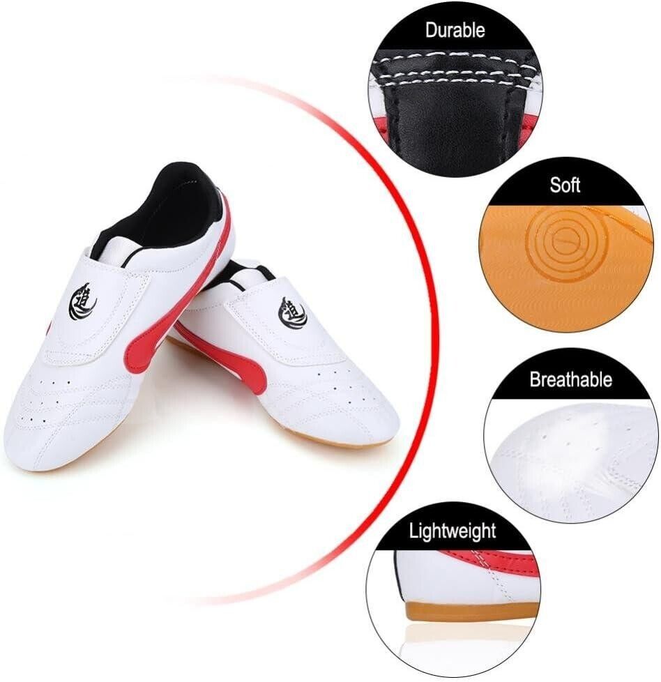 Dilwe Taekwondo Shoes Indoor Mat Training Shoes PU Leather  Boxing for Adults,41