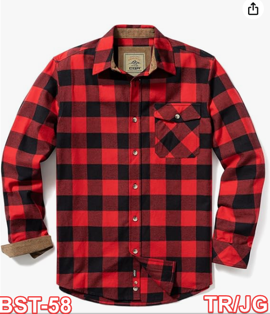 CQR Men's All Cotton Flannel Shirt, Long Sleeve Casual Button Up Plaid Shirt 3xl