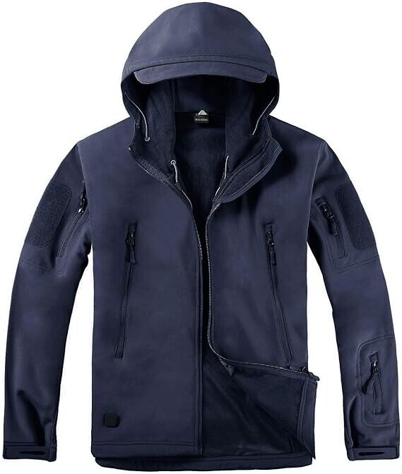 CRYSULLY Male Bicycle Coat Softshell Jacket Fleece Lining Hiking Travelling, XXL