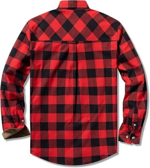 CQR Men's All Cotton Flannel Shirt, Long Sleeve Casual Button Up Plaid Shirt 3xl