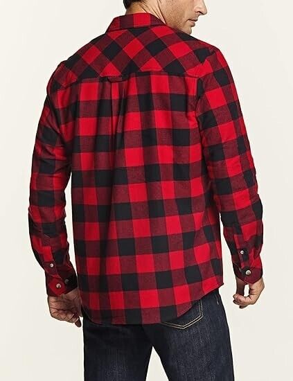 CQR Men's All Cotton Flannel Shirt, Long Sleeve Casual Button Up Plaid Shirt 3xl