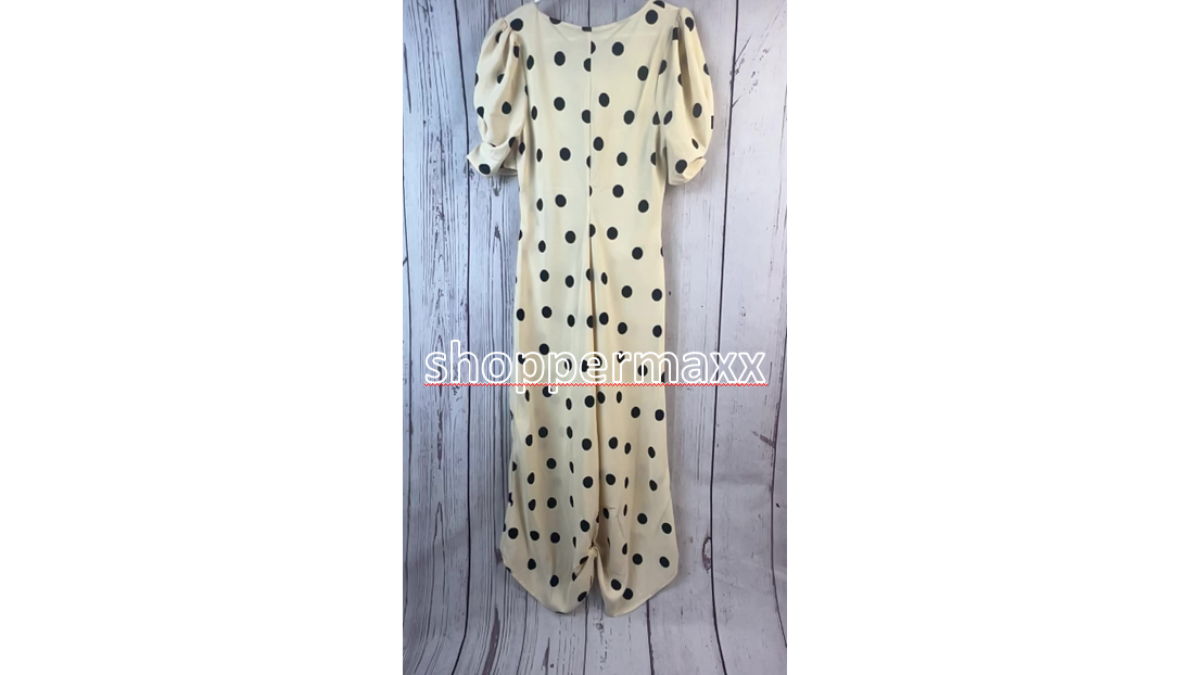 Women's Crepe Short Sleeve Midi Dress - A New Day, Beige Polka Dots, Size M