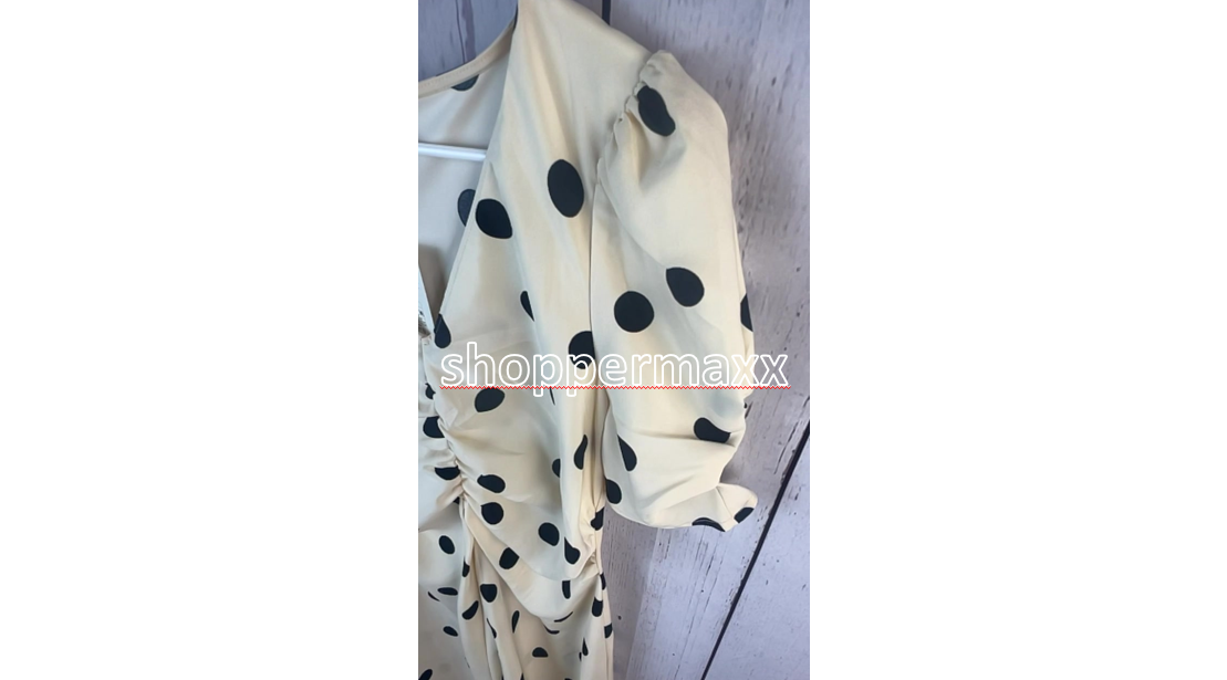 Women's Crepe Short Sleeve Midi Dress - A New Day, Beige Polka Dots, Size M