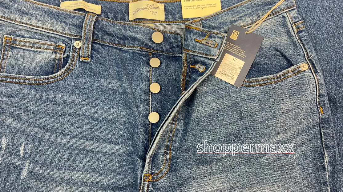 WOMEN'S SUPER-HIGH RISE VINTAGE STRAIGHT JEANS - UNIVERSAL THREAD MEDIUM WASH 12