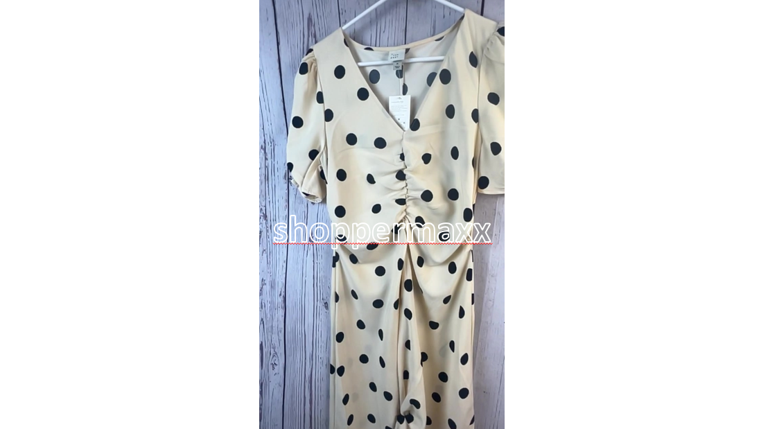 Women's Crepe Short Sleeve Midi Dress - A New Day, Beige Polka Dots, Size M