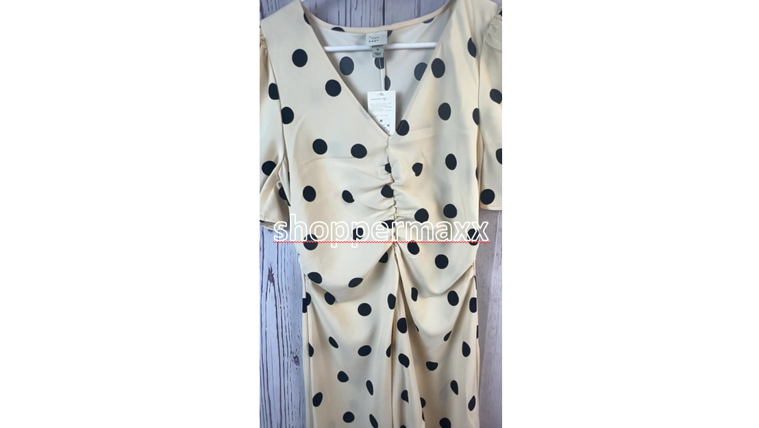 Women's Crepe Short Sleeve Midi Dress - A New Day, Beige Polka Dots, Size M