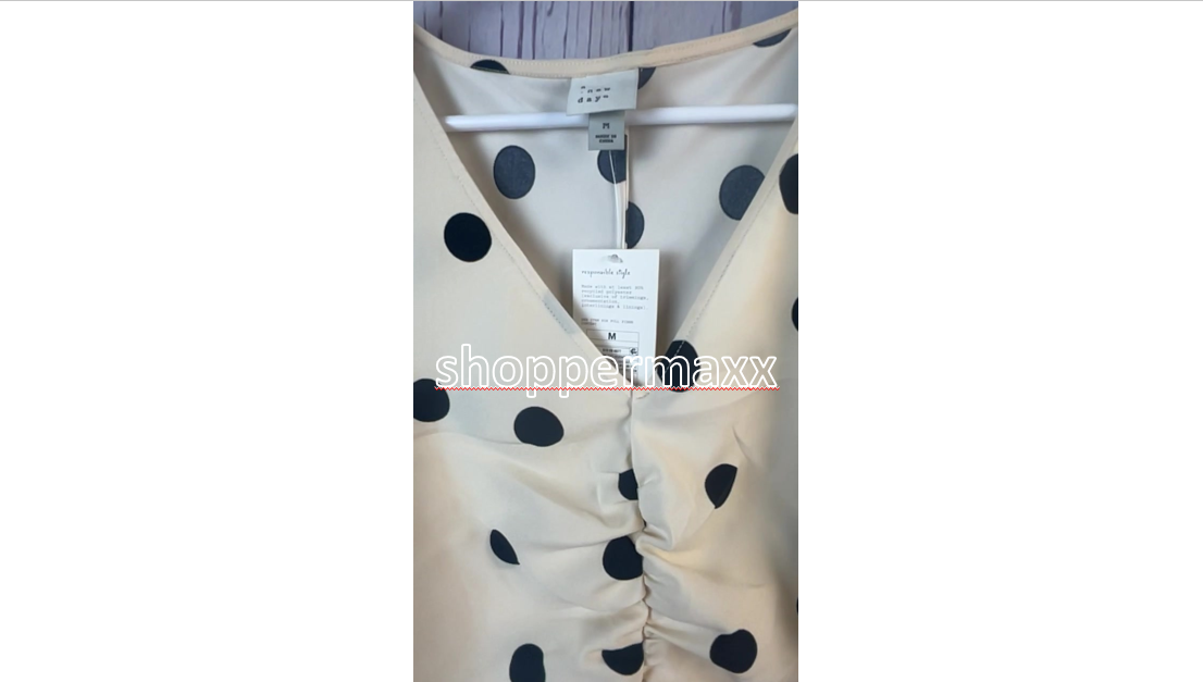 Women's Crepe Short Sleeve Midi Dress - A New Day, Beige Polka Dots, Size M