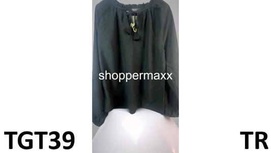 Women's Balloon Long Sleeve Blouse Shirt- Knox Rose, Black, Size Small