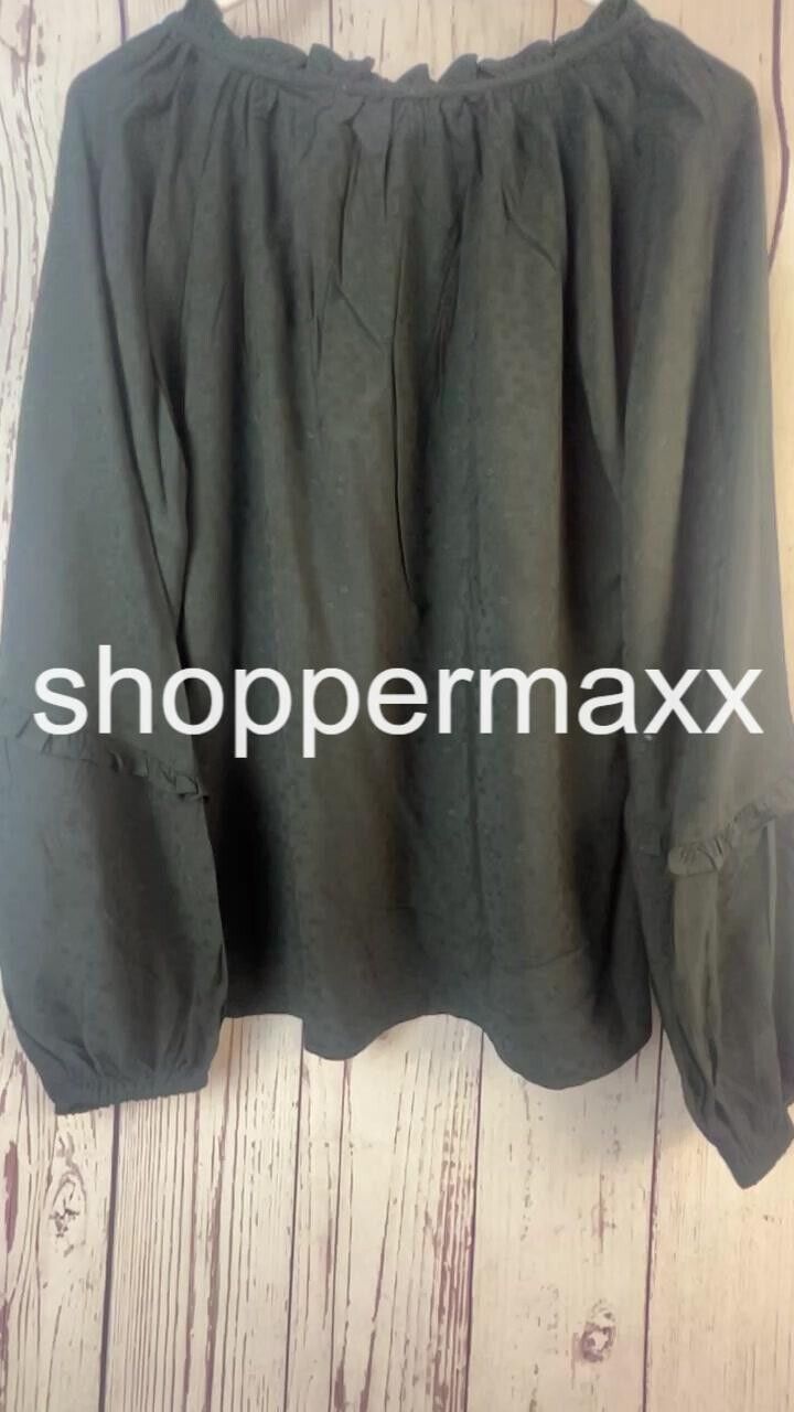 Women's Balloon Long Sleeve Blouse Shirt- Knox Rose, Black, Size Small