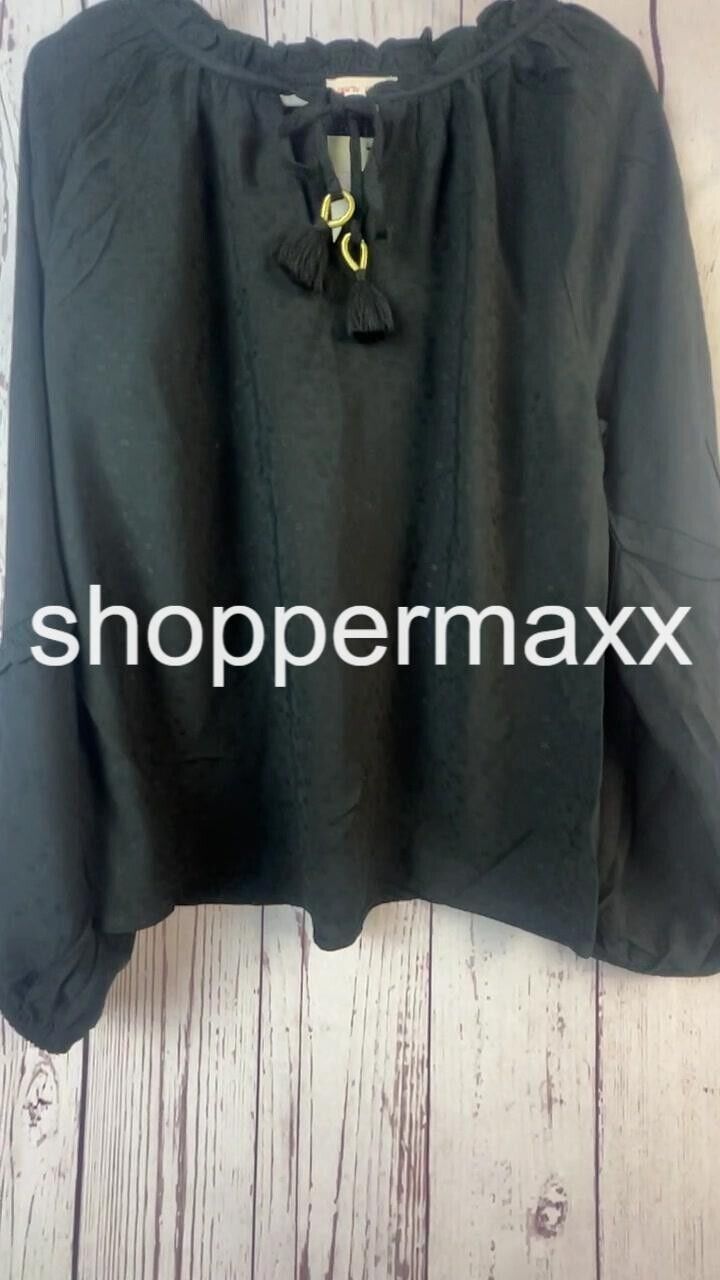Women's Balloon Long Sleeve Blouse Shirt- Knox Rose, Black, Size Small