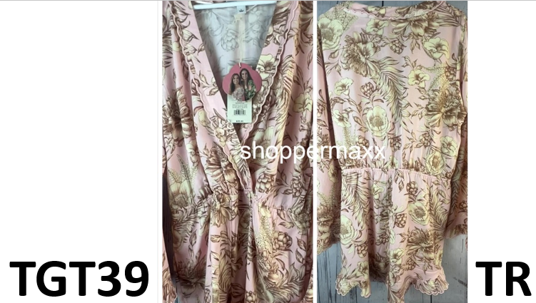 Women's Romantic Floral Print Flare Sleeve Romper- Agua Bendita x Target Blush L