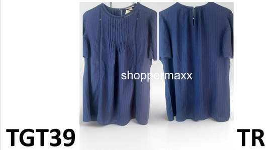 Women's Flutter Sleeve Eyelet Embroidered Top - Knox Rose, Navy Blue, Size Small