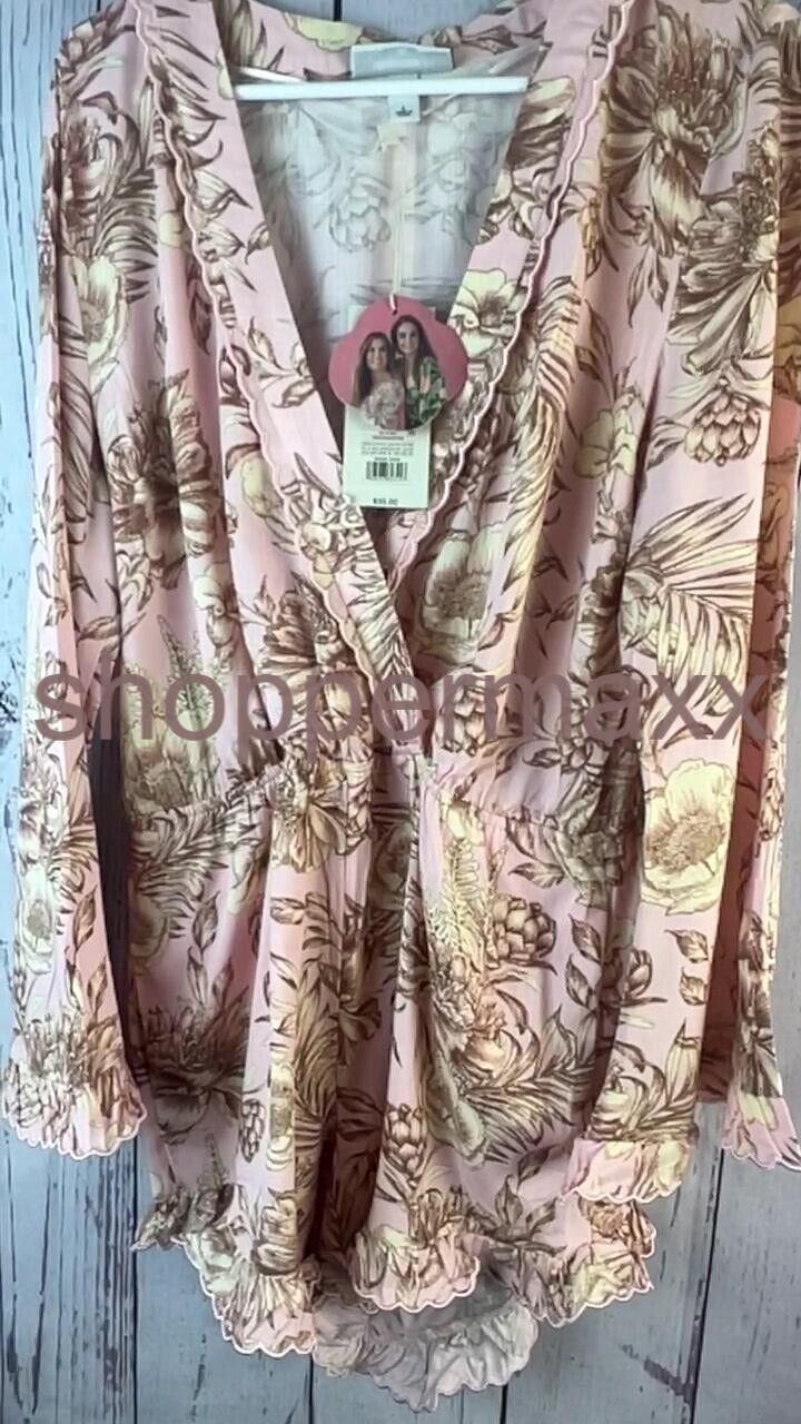Women's Romantic Floral Print Flare Sleeve Romper- Agua Bendita x Target Blush L
