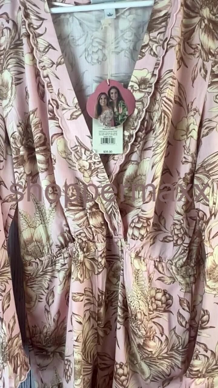 Women's Romantic Floral Print Flare Sleeve Romper- Agua Bendita x Target Blush L