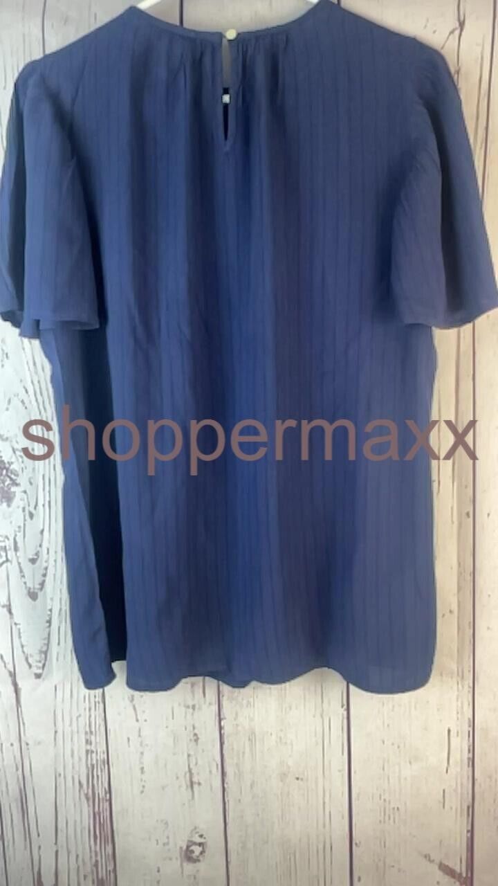 Women's Flutter Sleeve Eyelet Embroidered Top - Knox Rose, Navy Blue, Size Small