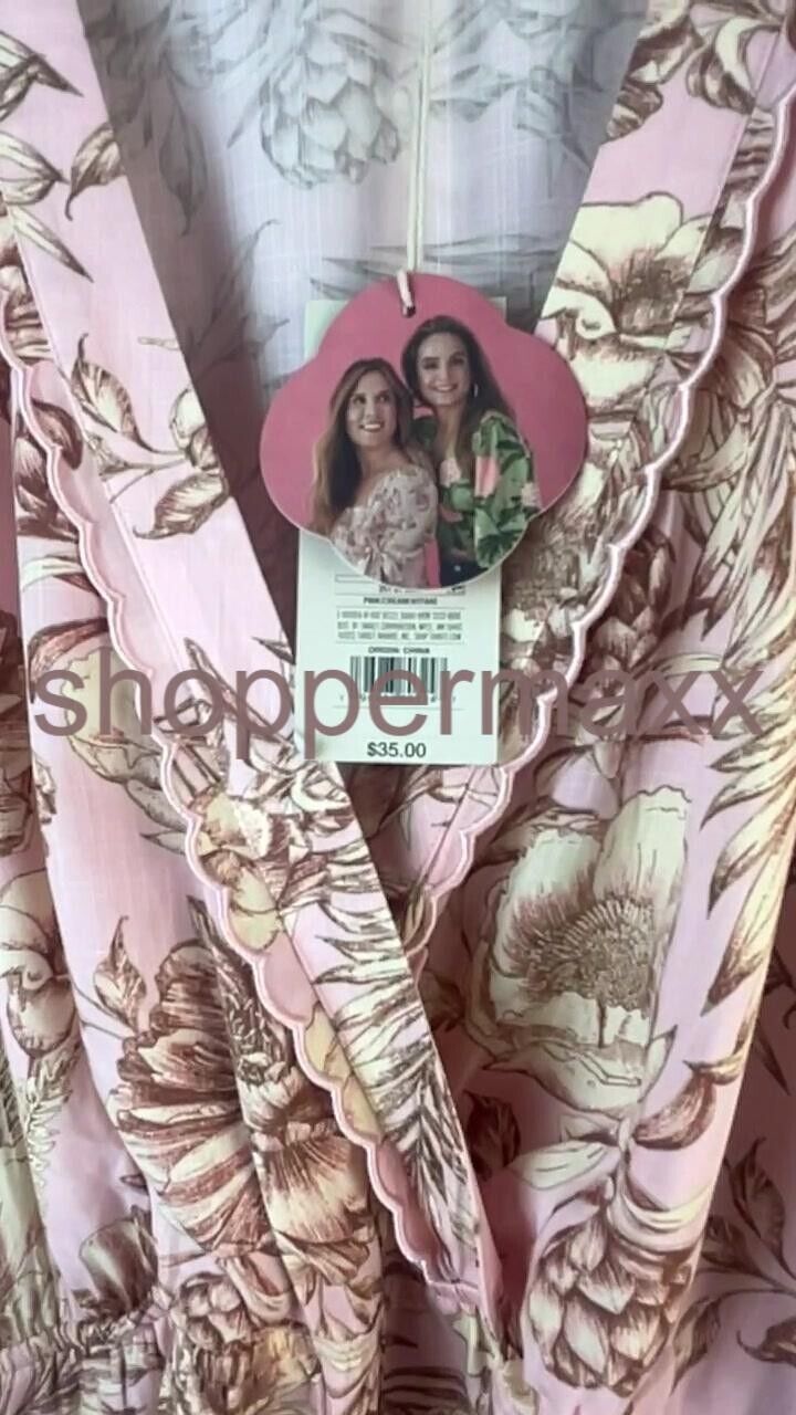 Women's Romantic Floral Print Flare Sleeve Romper- Agua Bendita x Target Blush L