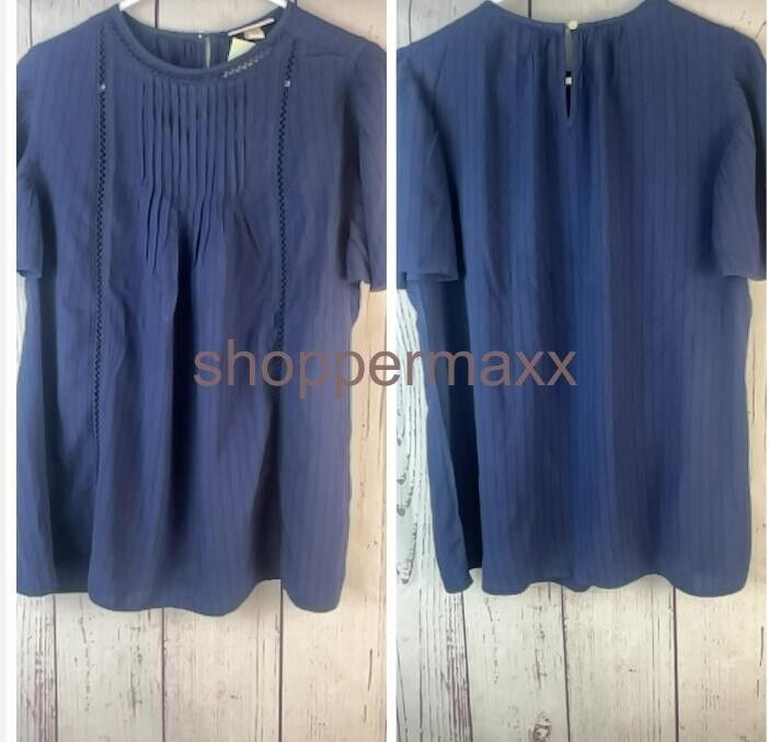 Women's Flutter Sleeve Eyelet Embroidered Top - Knox Rose, Navy Blue, Size Small