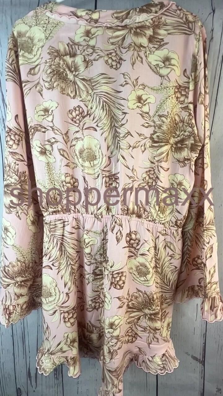 Women's Romantic Floral Print Flare Sleeve Romper- Agua Bendita x Target Blush L