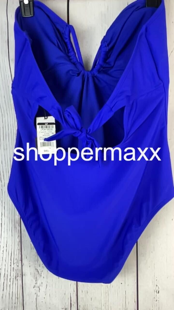 Women's Halter Keyhole Bandeau One Piece Swimsuit - Shade & Shore, Blue, X-Large