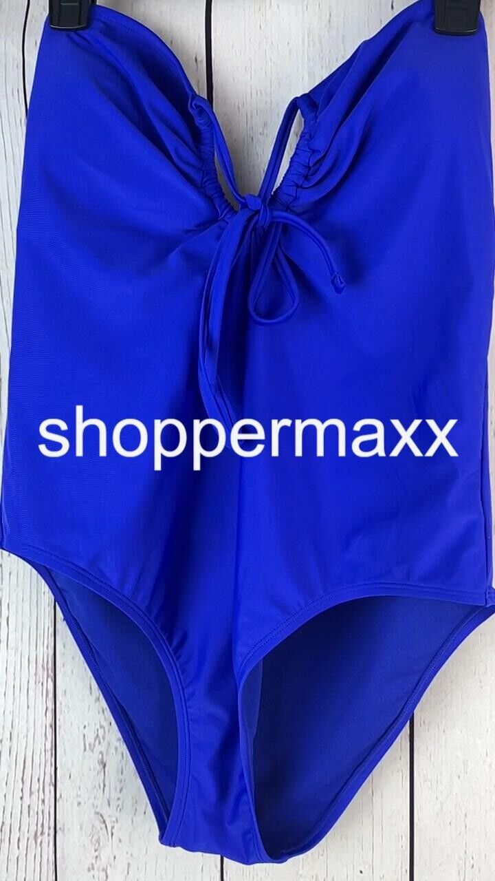 Women's Halter Keyhole Bandeau One Piece Swimsuit - Shade & Shore, Blue, X-Large