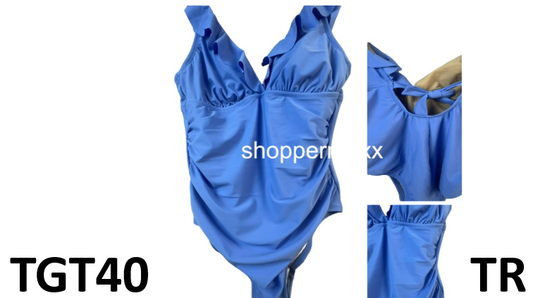 Women's Ruffle Ruched Full Coverage One Piece Swimsuit - Kona Sol Blue XL