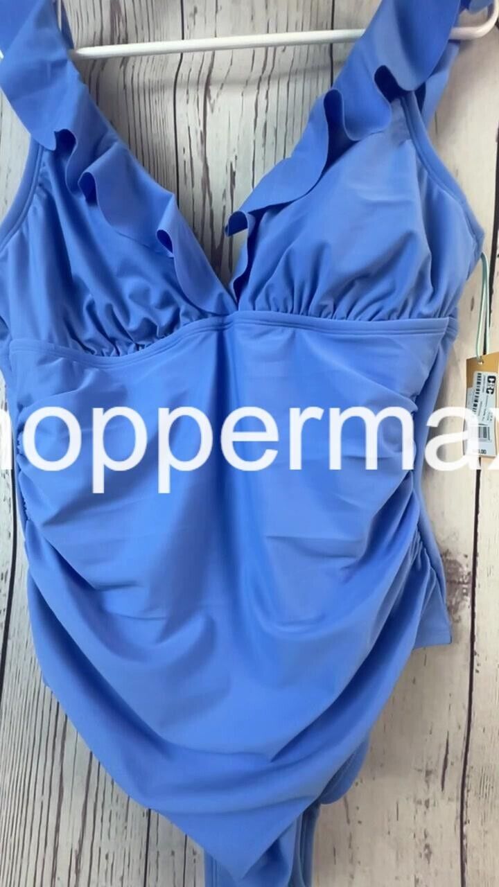 Women's Ruffle Ruched Full Coverage One Piece Swimsuit - Kona Sol Blue XL