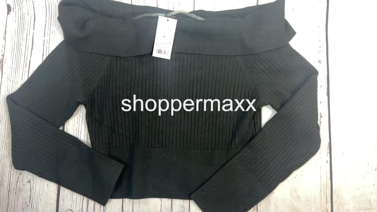 Women's Fitted Off the Shoulder Sweater Top - Wild Fable, Black, Size X-Large